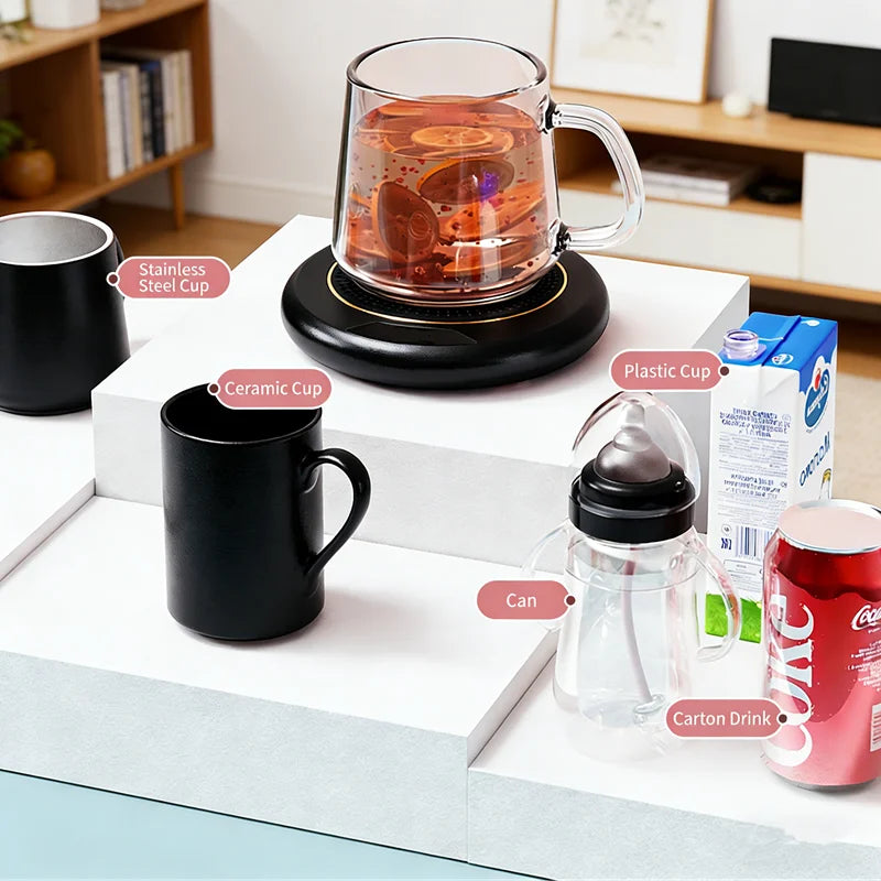 USB Thermostatic Heating Coaster for Home 3-Speed Adjustable Constant Temperature 55-65-75 Degrees Cappuccino Warmer
