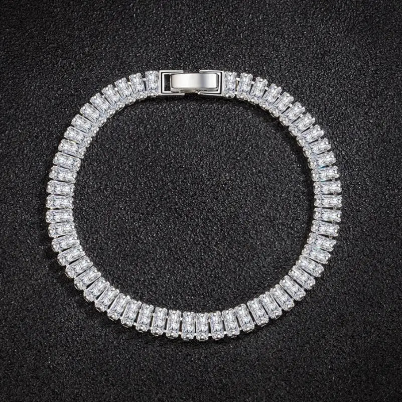 Noble 925 Sterling Silver Bracelet Elegant Zircon Crystal Fine Jewelry For Women Girl Engagement Wedding Glamour 18CM