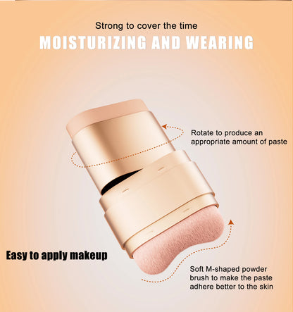 2-in-1 Concealer and Foundation Stick, Covers Dark Circles, Waterproof and Sweat-Resistant, Creates Flawless-Looking Makeup
