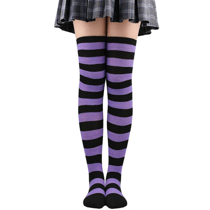 Color Striped Stockings Japanese Over Knee Socks Fashion Women Keep Warm Soks Sexy Slim Long Socks Hosiery JK Cosplay Lolita Y2k