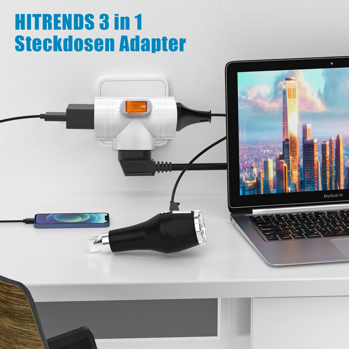 EU Converter Plug Adapter Electrical Socket With Switch German Standard 1 to 3 Way Outlets Double Plug Wall Socket Extender
