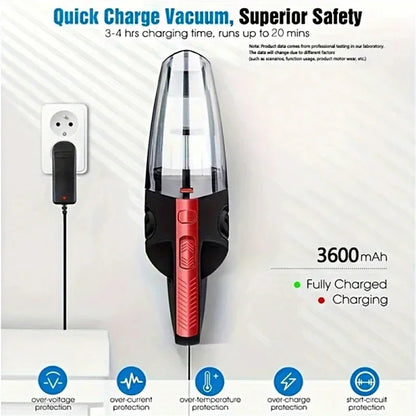 Portable Handheld Wireless Vacuum Cleaner Powerful Suction Rechargeable Cleaning Appliance Quick Charge for Car Home Pet Hair