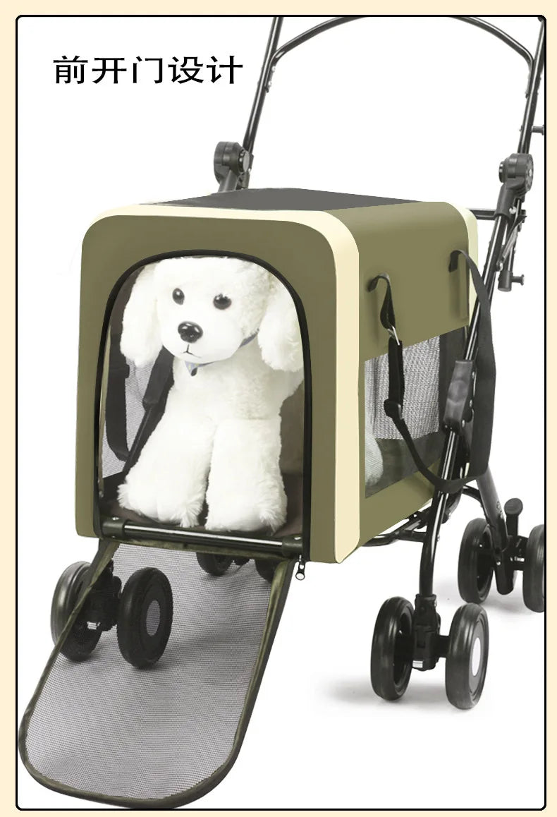 Detachable Cabin Pet Stroller Lightweight Foldable Cat Dog Trolley Outdoor Travel Hand Push Cart for Small & Medium Sized Pets