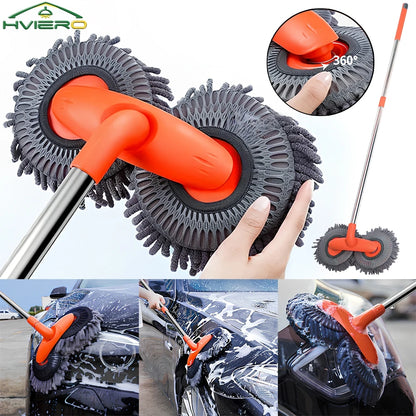 1X Car Cleaning Wash Multipurpose Kit Microfiber Brush Mop Sponge Wipe Auto Home Tools Universal Clean Accessories Yellow Gray