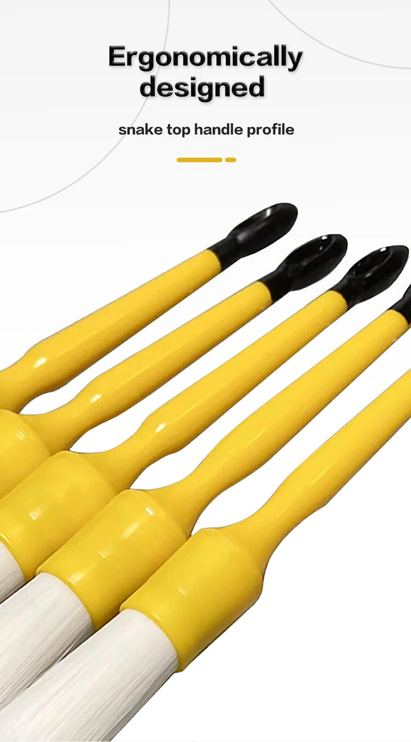 Lucullan Durable But Not Hard 5 PCS Set PBT White Plastic Hair Interior and Wheels Cleaning Tools Car Detailing Brush