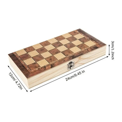 3-in-1 Chess&Backgammon&Checkers Set Chessboard Wooden Board Games Set Educational Improve Intelligence International Chess Game