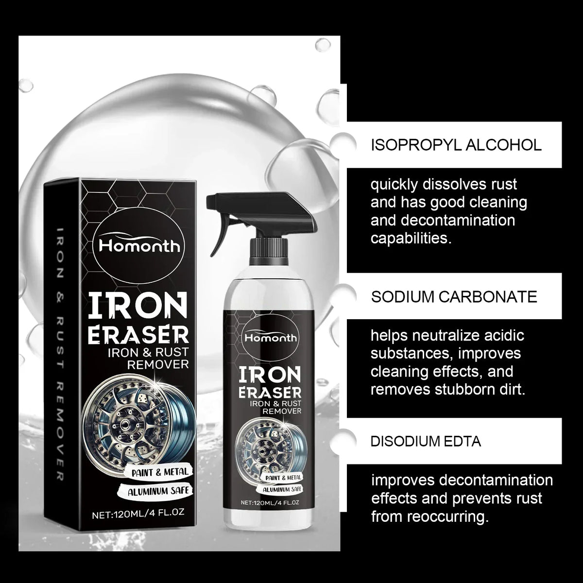 Universal Vehicle Rust Treatment Spray Dissolve Old Rust Prevent Re-rust Ideal For Car Detailing Garage Home Metal Cleaning Work