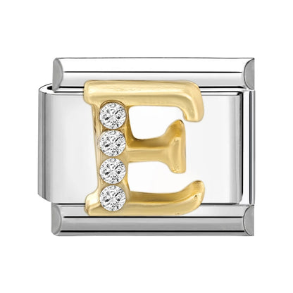 New Girls Italian Bracelet 26 English Letters Charm Stainless Steel Bangle Gold Color Inlaid Zirconia DIY Making Jewelry Gifts