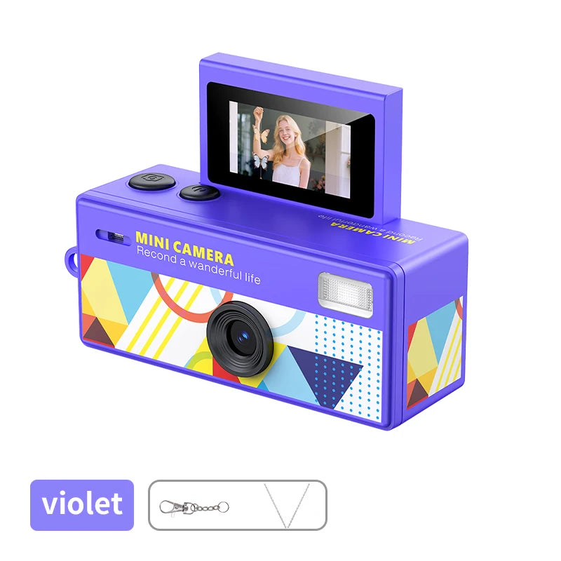 Ourlife Digital Camera 180° Flip Screen Selfile Keychain Camera Retro Support Memory Card HD Very Small Camcorder Video Recorder