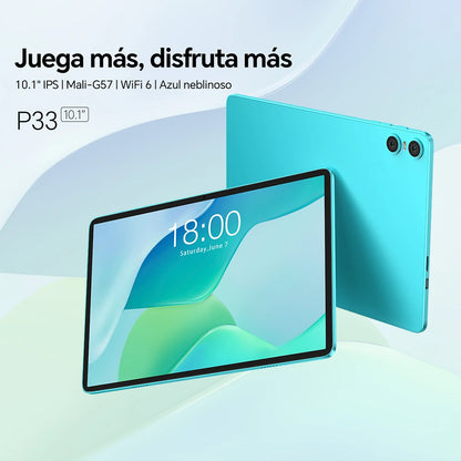 Teclast P33 Android 15 Tablet, 10.1 Inch IPS, Allwinner A333, 9GB(3GB+6GB) RAM 64GB ROM (Expandable 1TB), WiFi 6, 6000mAh, 5MP Camera, Metal Body, Tablet PC