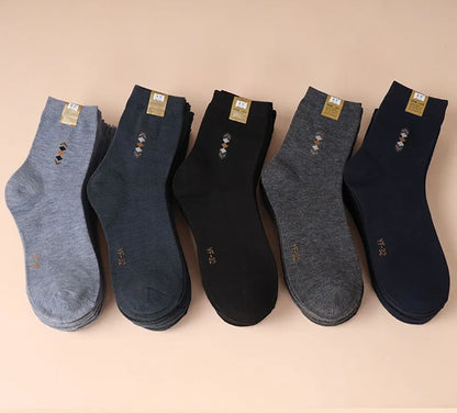 5 Pairs/Lot Men's Fashion Thickened Socks Four Seasons Leisure Breathable Deodorant Mid Tube Cotton Socks High Quality EU 38-44