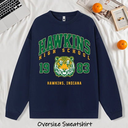 Hawkins 1983 Mighty Tiger Pullover For Men Autumn Oversize Long Sleeve Casual All-Match Clothing Unisex O-Neck Fashion Retro Top