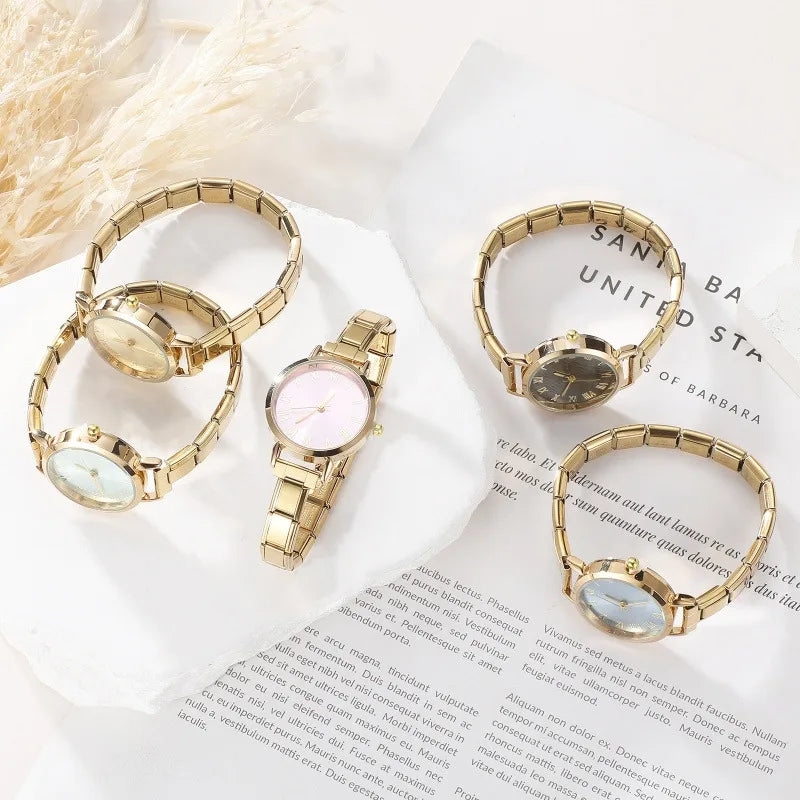 Fashion High Quality Men Women's Stainless Steel Square Round Shiny Zircon Watch Bracelet For Friend Birthday DIY Jewelry Gift