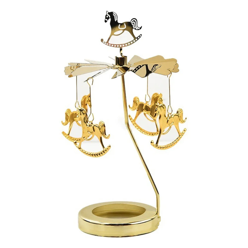 Metal Rotating Candle Holder Heat-Powered Rotation Elegance Style Spinner Carousel Rotating Mechanism Tea Light Holder