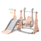 Kids 4-in-1 Slide and Swing Set, Toddler Playground with Basketball Hoop and Climbing Ladder, Indoor Outdoor Activity Center, HDPE Plastic Playset with Adjustable Swing Height, Anti-Slip Steps and Stable Base for Toddlers