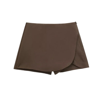 MUJER 2025 Black Mini Skirt Shorts Woman Fashion Asymmetric Skort For Women High Waist Short Skirts Woman Summer Casual Shorts