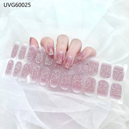 20/22Tips UV Semi cured Gel Nail Stickers Waterproof Long Lasting Full Gel Nail Wraps Press On Nail Decal DIY Manicure