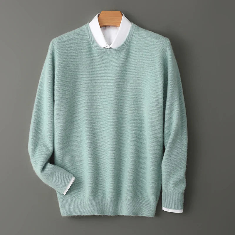 Men's 100% Pure Mink Cashmere Sweater O-Neck Pullovers Knit Large Size Mink Sweater Winter New Long Sleeve High-End Jumpers Tops