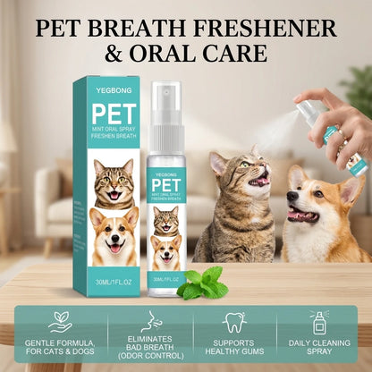 Pet Mint Oral Spray Cleaning Teeth Reduce Plaque Accumulation Eliminate Odor Fresh Breath Protect Gum No-Brush Dental Care Spray