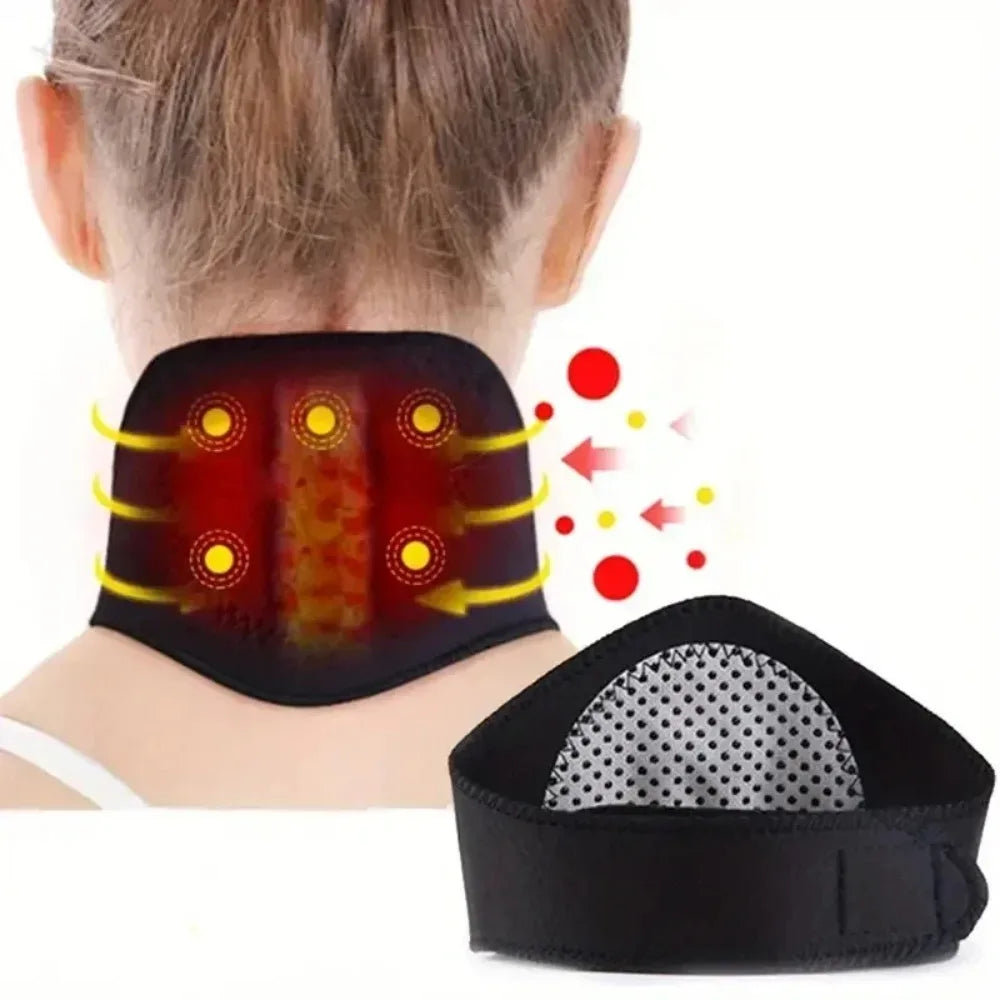 Self-heating neck support frame, equipped with magnetic neck massage function, provides relaxation and warmth without the need