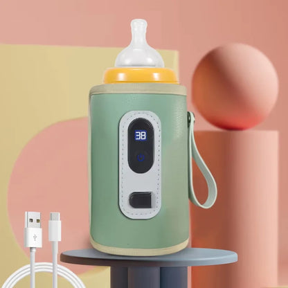 Portable Baby Bottle Insulation Sleeve, Baby Milk Insulation Device with LCD Screen, USB Insulation Bottle for Car Travel, Porta