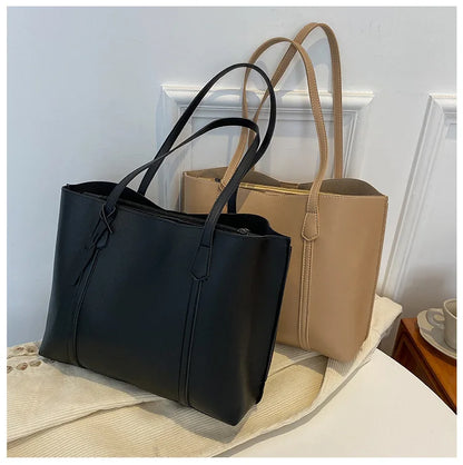 Large Capacity Women's Bag, New Soft Leather Tote Bag, Casual and Versatile Single Shoulder Bags for Woman Korean Style Handbags