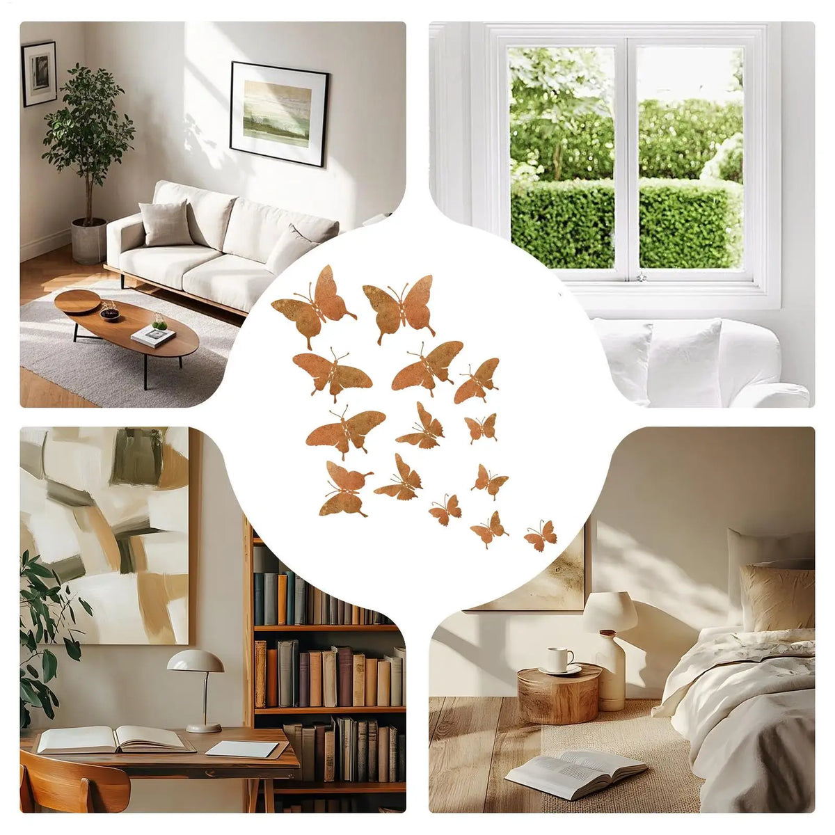 Metal Butterfly Wall Decor 15 Piece Set Aesthetic Wall Art for Girls Room Bedroom Nursery Bathroom Garden Outdoor Party Decor
