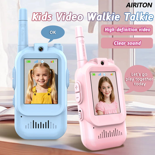 AIRITON JK200 Kids Video Intercom Walkie-talkie Cute Screen Easy Use Rechargeable Large Battery Cute Ham Radio for Gift