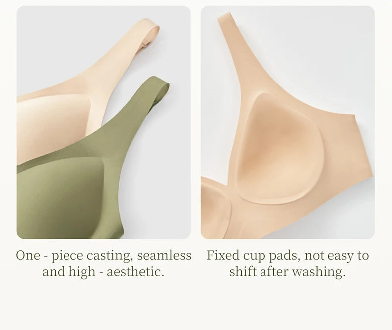 SUJIIN Sexy Seamless Wireless Bras for Women Push Up Padded Soft Support Invisible Lift V Neck Bralette Smooth Bra Female MX208