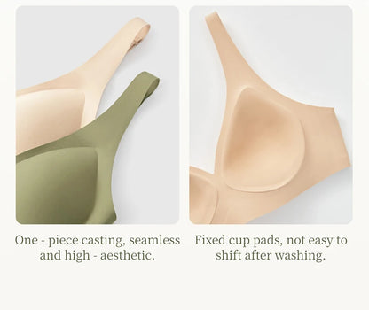 SUJIIN Sexy Seamless Wireless Bras for Women Push Up Padded Soft Support Invisible Lift V Neck Bralette Smooth Bra Female MX208