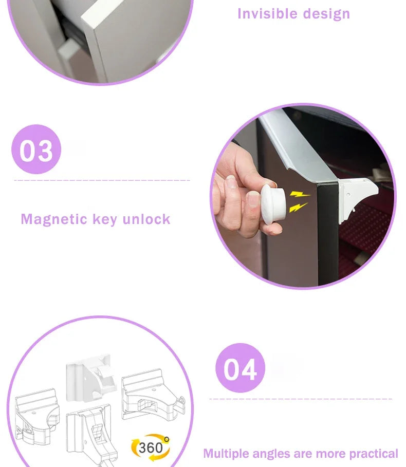 Magnetic Child Safety Lock Limiter Children Protection Baby Safety Lock Invisible Lock Kids Security Drawer Latch Cabinet Door