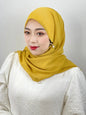 Muslim Hijab Arab Turkish Hijab with Zipper Chiffon Scarf Women's Fashion Plain Hijab Wrap Solid Color Shawl Headscaf 71x180cm