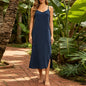 Casual Muslin 100% Cotton Gauze Dresse Summer Women's Loose Sleeveless Backless Streetwear Female Chic Dress Vestidos Long Robe