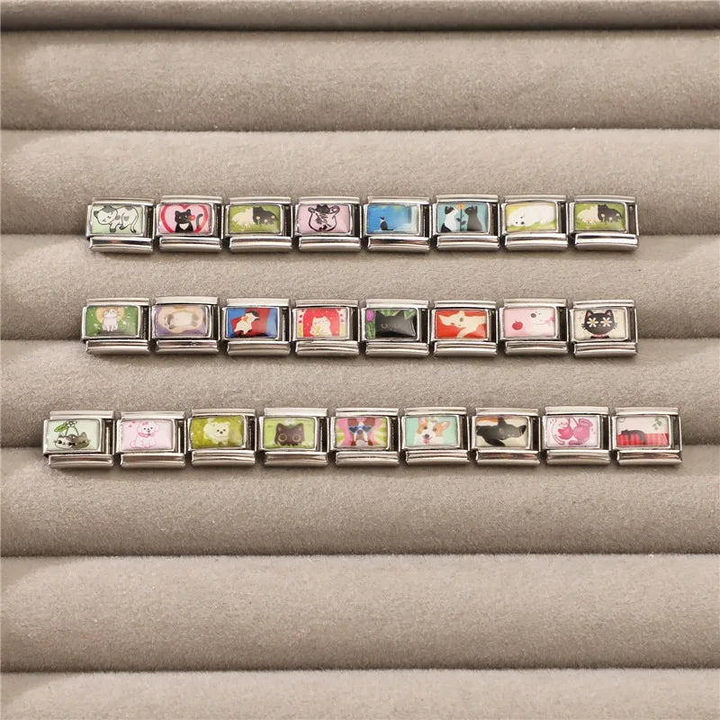 Y2K Cute Funny Sofa Cats Dogs Italian Charm Fit 9mm Stainless Steel Women DIY Bracelet Drop Shipping Fashion Jewelry Wholesale