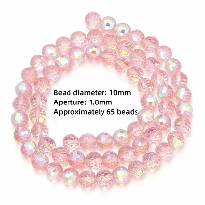 6/8/10mm Sizes Faceted Glass Beads 96-faceted Pink Blue Crystal Earth Beads Faceted Cut Style Plating Clear Jewelry Making Beads