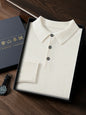 ANGEL 2024 Men's New POLO Shirt 100% Cashmere Knitted Pullover Solid Color Sweater Fall Winter Casual Business Office Jacket
