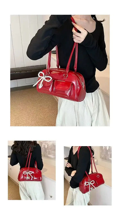 Fashionable Underarm Bow Bag for Women 2024 Korean Edition New Simple Leisure Pillow Bag Trendy Versatile Shoulder Bag