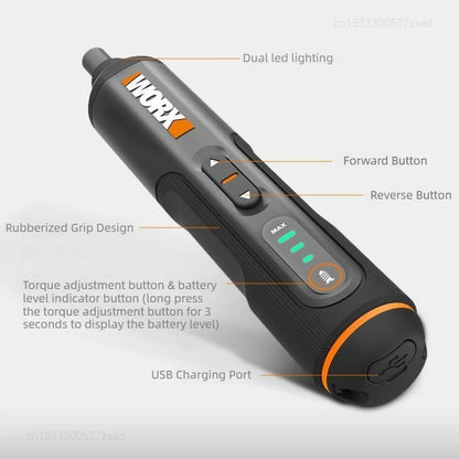 WORX WX240 Electric Screwdriver Rechargeable Electric Screw Driver 24 Bits Kits Mini Drill Power Tool Home Maintenance Repair