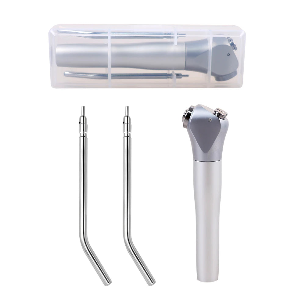 ELIJAH Dental Air Water Spray Gun Triple 3 Way Syringe Handpiece with 2 Nozzles Tips Tubes For Dental Lab Silvery Available