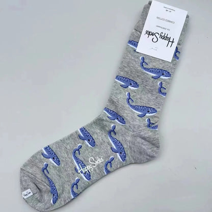 Happy Socks Men's Mid-tube Socks Four Seasons Pure Cotton Classic Socks SIZE 41-46