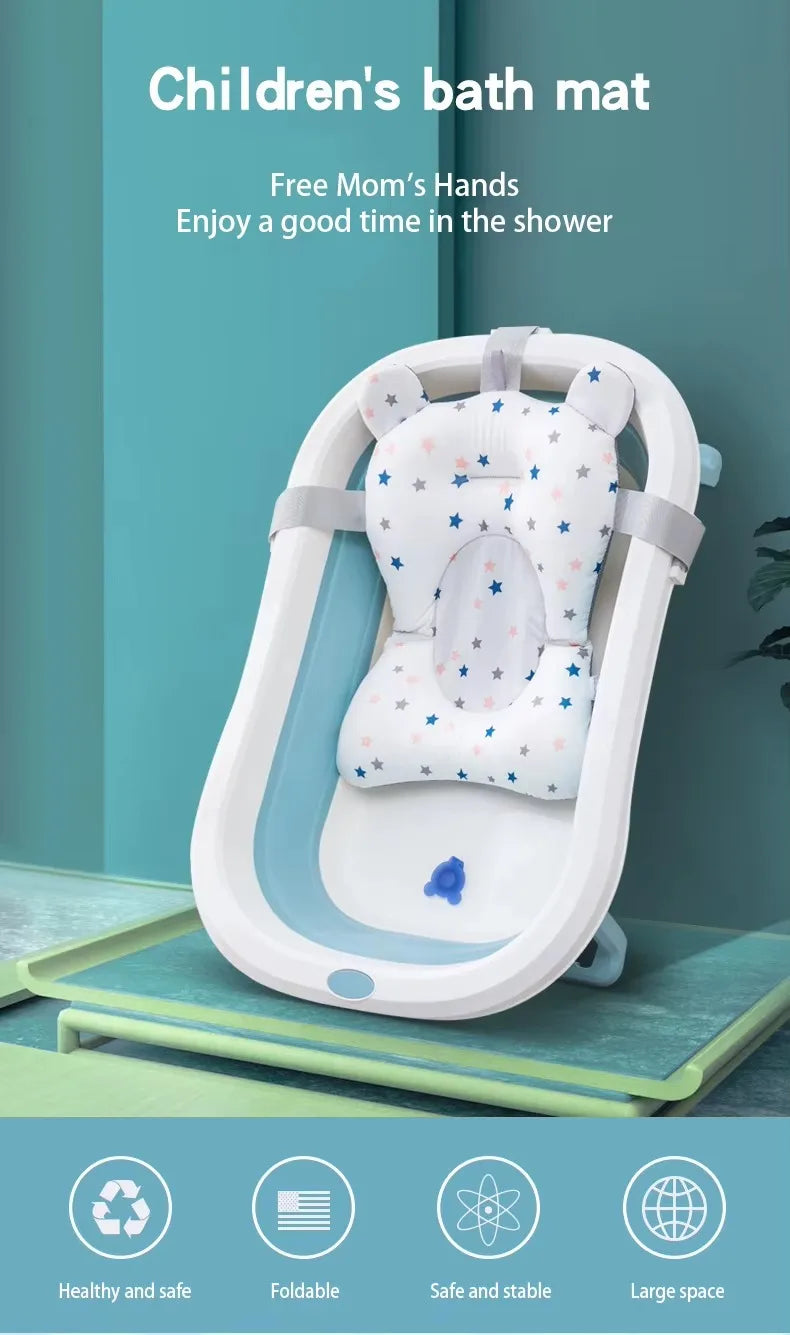 PANGDUBE Baby Bathtub Pad Ajustable Bath Support Seat Newborn Bathing Cushion 0~1 Year Old Baby Bathtub Floating Seat for Shower