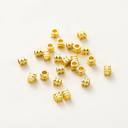 20pcs/lot 14K 18K Gold Square Loose SpacerBrass Beads Necklace Bracelet Beading Seeds For DIY Earing Charms Making Findinds