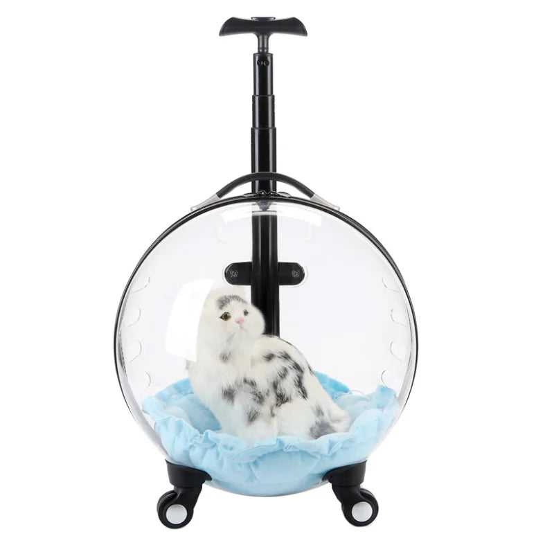 Custom Luxury Transparent Capsule Pet Travel Trolley New Strollers for Puppies Dogs Cats Comfortable Carriers Bag Wheel Trolley