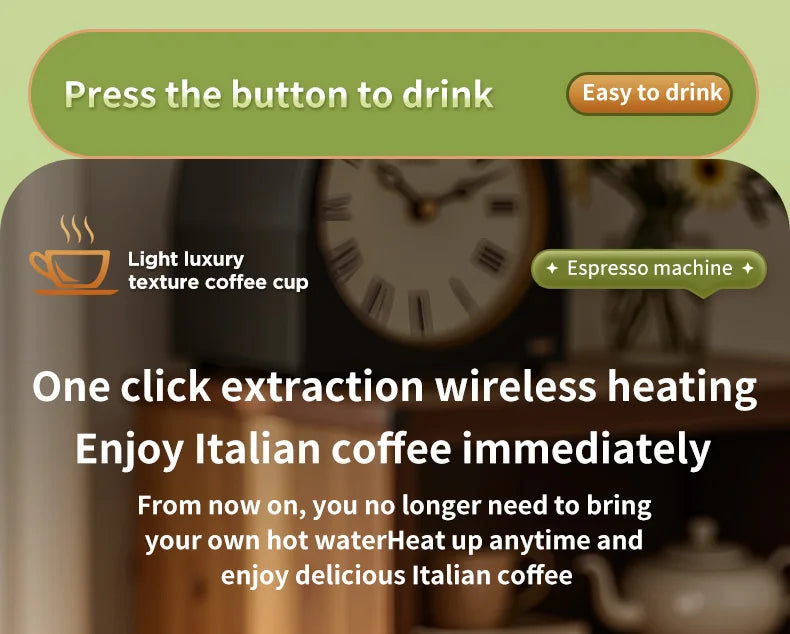 20 Bar Self-Heating Wireless Portable Espresso Maker, One-Click Automatic Extraction Mini Coffee Machine, Multi Capsule Compatible Rechargeable Travel Coffee Maker, Compact Portable Coffee Brewer for Car, Road Trip, Camping,