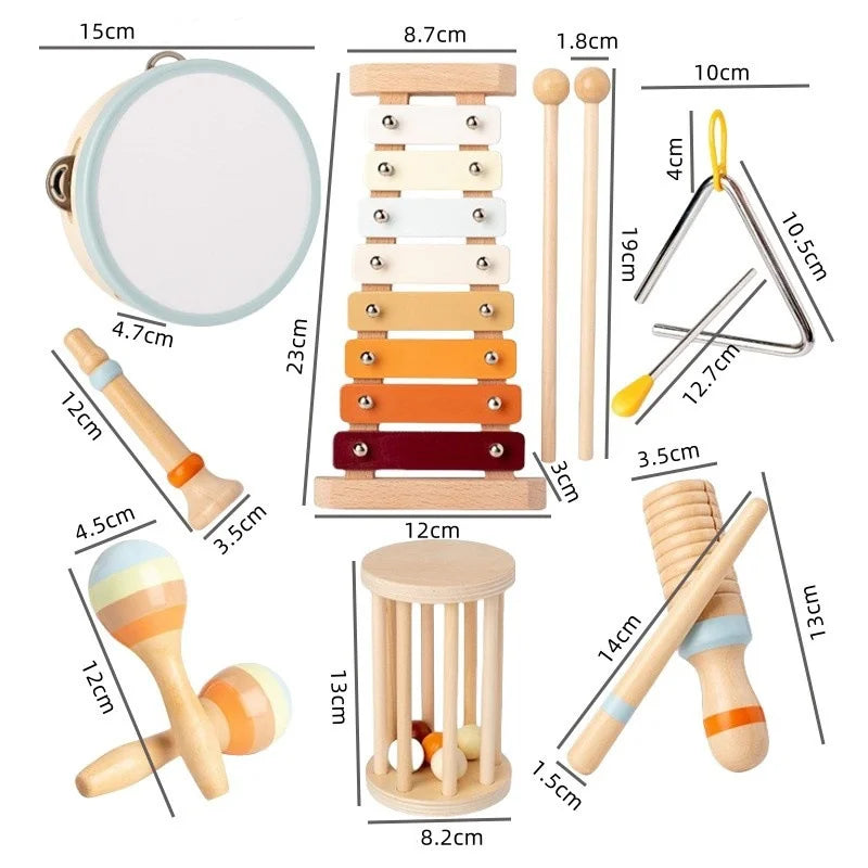 Baby Musical Instruments Montessori Wooden Toys,Percussion Xylophone Set for Toddlers,Preschool Educational Gifts