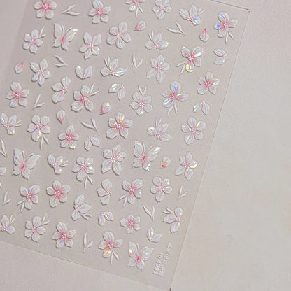 1Sheet 5D Soft Embossed Relief Nail Stickers Cute Daisies Self Adhesive Slider Stickers Press On Nails DIY Japanese Nail Art Dec