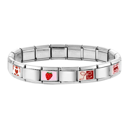 Y2K Red Pink Heart Dog Cat Flowers Italian Charm Link Fit 9mm Stainless Steel Jewelry DIY Making Bracelets For Gifts