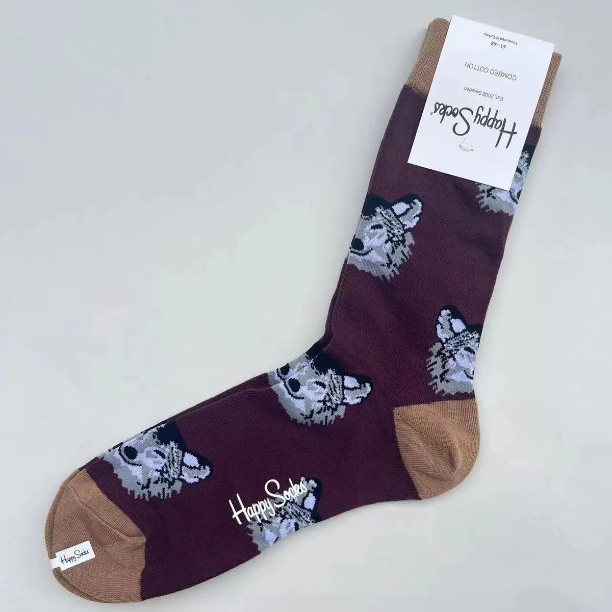 Happy Socks Men's Mid-tube Socks Four Seasons Pure Cotton Classic Socks SIZE 41-46