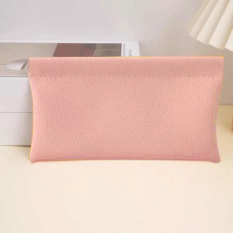 Self-Closing Artificial Leather Long Wallet Passport Driver's License ID Holder Headphone Data Cable Storage Cash Pouch