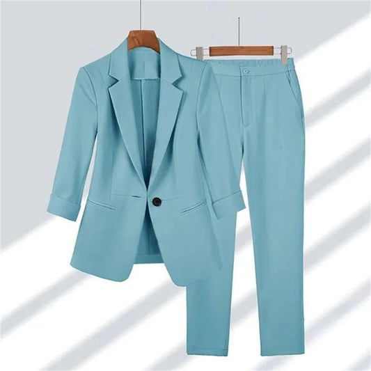 Unisex Oversized Blazer Suits Two 2 Pcs Sale Autumn Spring Women Men OL Blazer& One Button Straight Pant Suits JYFS-8752